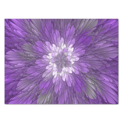 Psychedelic Purple Flower Abstract Fractal Art Tissue Paper