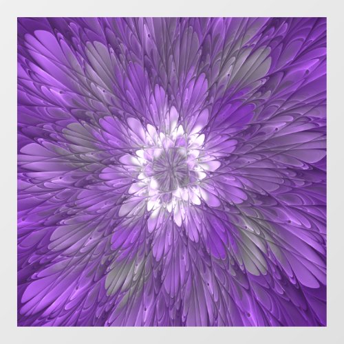 Psychedelic Purple Flower Abstract Fractal Art Window Cling