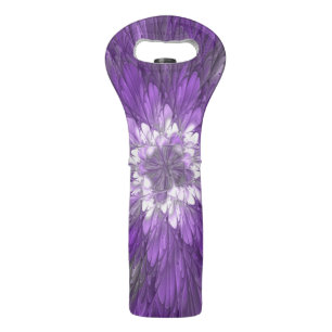 Psychedelic Purple Flower Abstract Fractal Art Wine Bag
