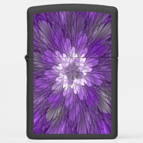 Psychedelic Purple Flower Abstract Fractal Art Zippo Lighter