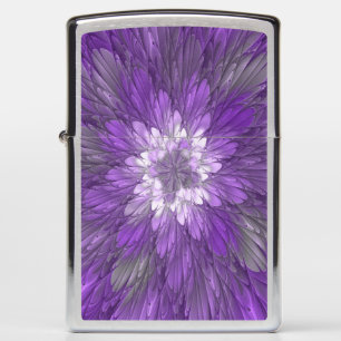 Psychedelic Purple Flower Abstract Fractal Art Zippo Lighter