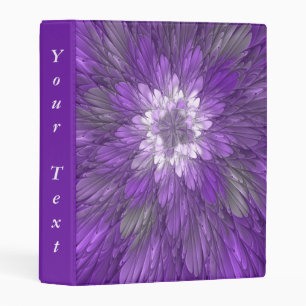 Psychedelic Purple Flower Abstract Fractal Text Mini Binder