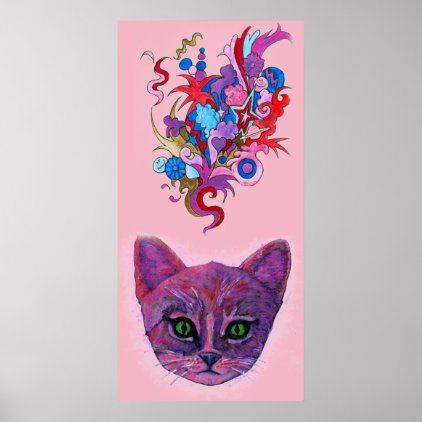 Psychedelic Purple Kitten Poster