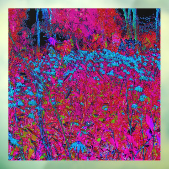 Psychedelic Purple Lily Flower Magenta Garden Window Cling (Sheet 3)