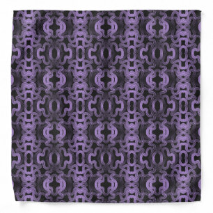 Psychedelic purple lines on black pocket square bandana