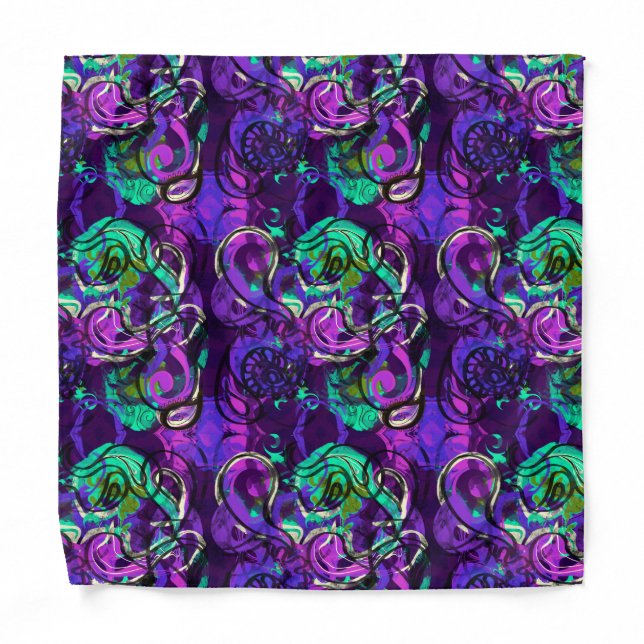 Psychedelic Purple Paisley Print Bandana (Front)