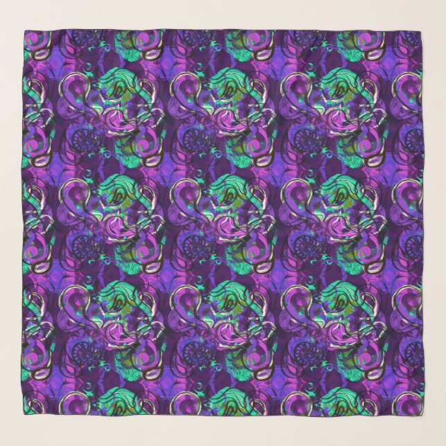 Psychedelic Purple Paisley Print Scarf (Front)
