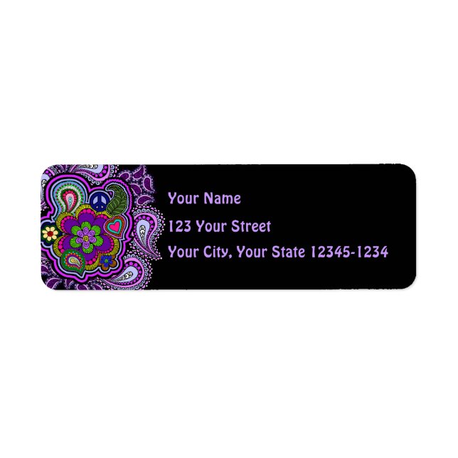 Psychedelic Purple Paisley Return Address Label (Front)