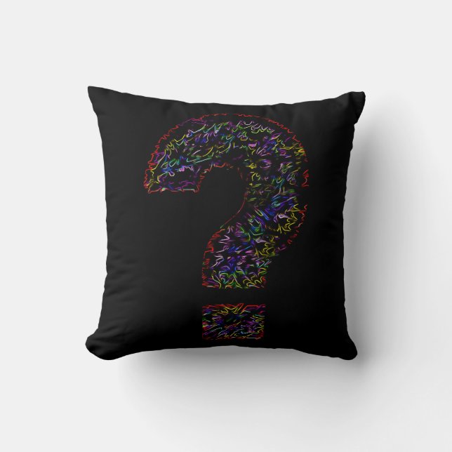 Psychedelic Question Mark Pillow on Black (Front)