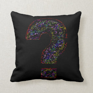 Psychedelic Question Mark Pillow on Black