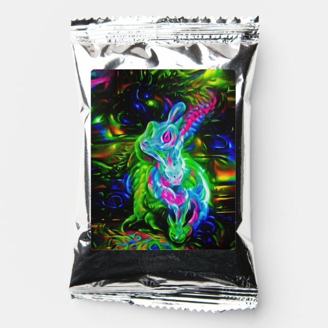Psychedelic Rabbit Dragon in Neon Fantasy Coffee Drink Mix (Front)