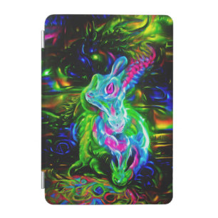 Psychedelic Rabbit Dragon in Neon Fantasy iPad Mini Cover