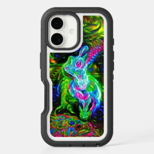Psychedelic Rabbit Dragon in Neon Fantasy iPhone 16 Case