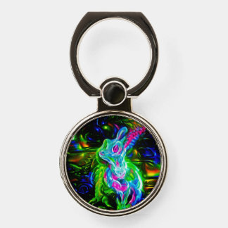 Psychedelic Rabbit Dragon in Neon Fantasy Phone Ring Stand