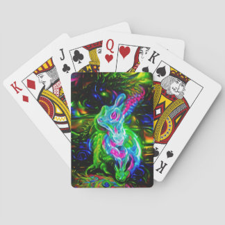 Psychedelic Rabbit Dragon in Neon Fantasy Poker Cards