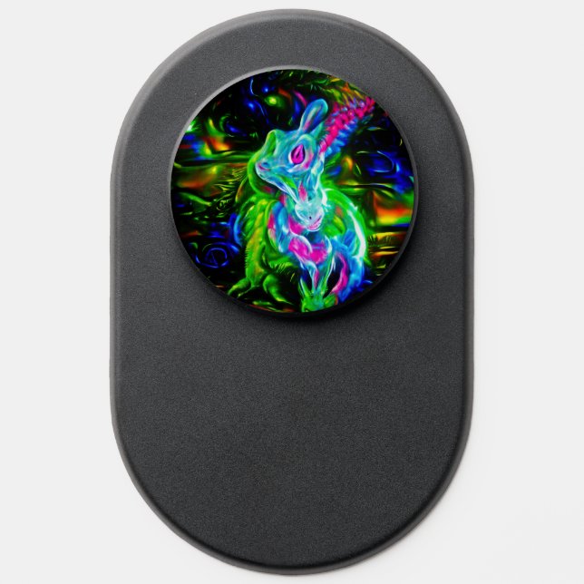 Psychedelic Rabbit Dragon in Neon Fantasy PopSocket (Popsocket)