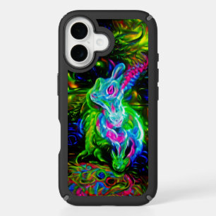 Psychedelic Rabbit Dragon in Neon Fantasy iPhone 16 Case
