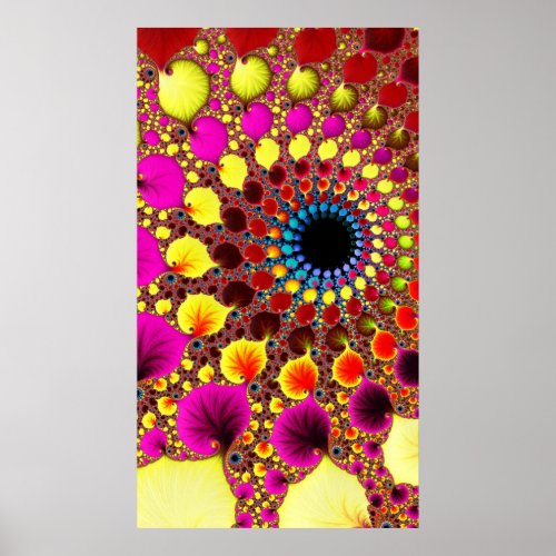Psychedelic Rabbit Hole Fractal Abstract Art Poster