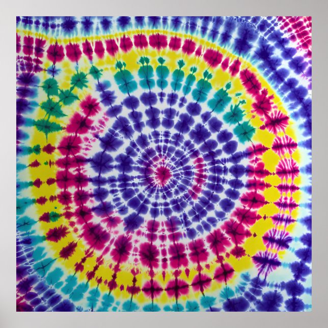 Psychedelic Radial Batik Tie Dye Abstract Art   Poster (Front)