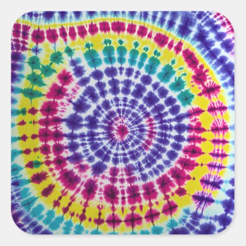 Psychedelic Radial Batik Tie Dye Abstract Art   Square Sticker