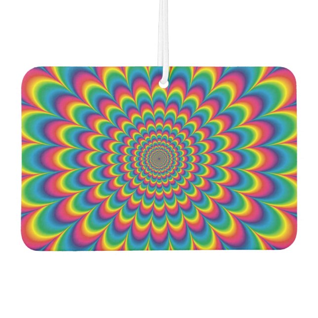 Psychedelic rainbow abstract design air freshener (Front)