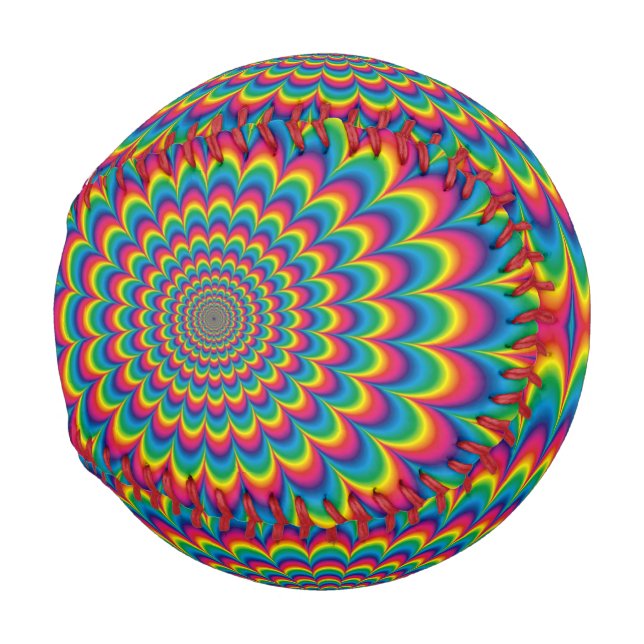 Psychedelic rainbow abstract design baseball (Front Right)