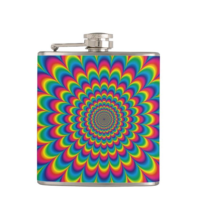 Psychedelic rainbow abstract design flask (Front)