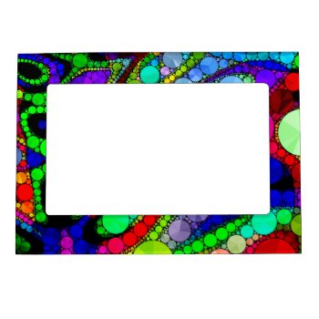 Psychedelic Rainbow Bling Pattern Magnetic Picture Frame by TeensEyeCandy at Zazzle