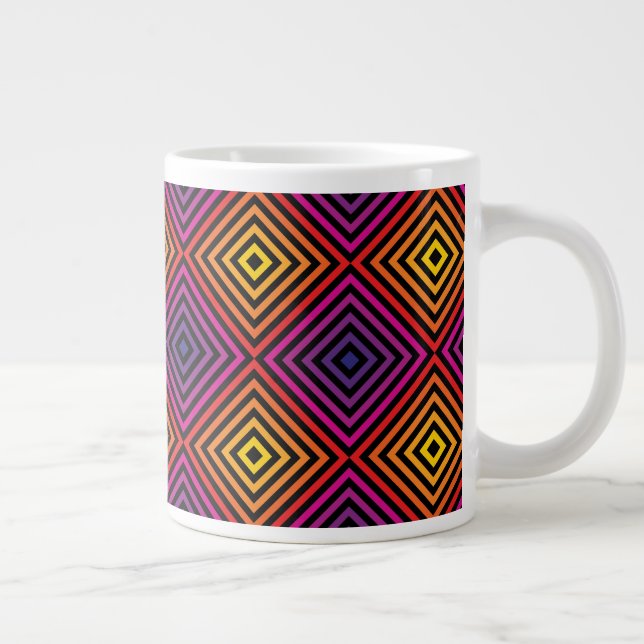 Psychedelic Rainbow Chevron Pattern Giant Coffee Mug (Right)