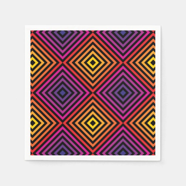 Psychedelic Rainbow Chevron Pattern Napkins (Front)