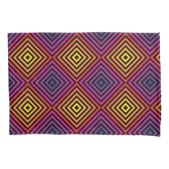 Psychedelic Rainbow Chevron Pattern Pillow Case (Front-Left)
