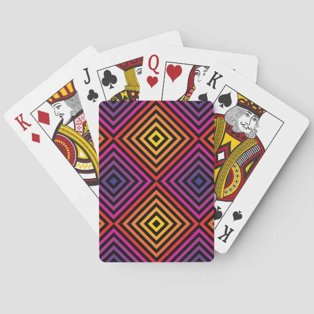 Psychedelic Rainbow Chevron Pattern Poker Cards (Back)