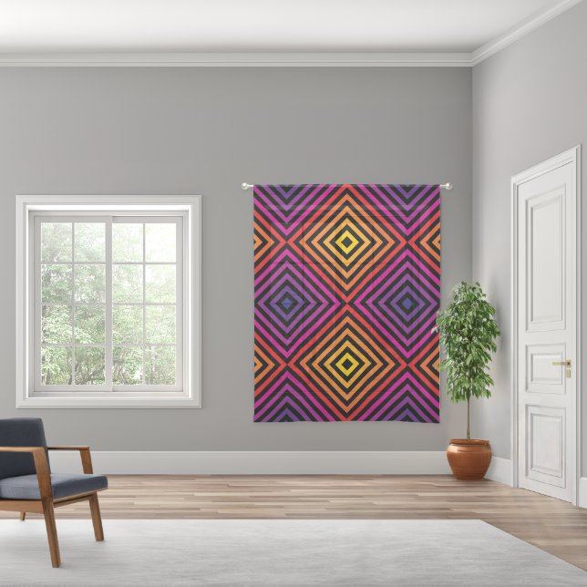 Psychedelic Rainbow Chevron Pattern Sheer Curtains (Wide)