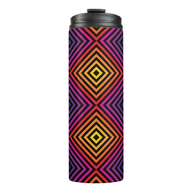 Psychedelic Rainbow Chevron Pattern Thermal Tumbler (Front)
