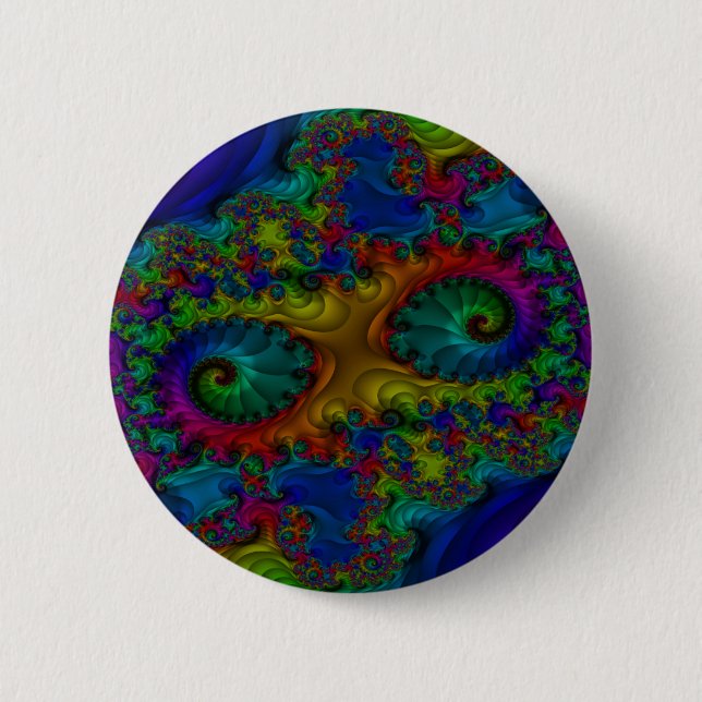 Psychedelic Rainbow Fractal Button (Front)