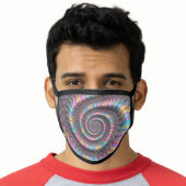 Psychedelic Rainbow Funky Nautilus Fractal Face Mask (Worn Him)
