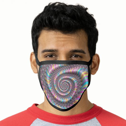 Psychedelic Rainbow Funky Nautilus Fractal Face Mask (Worn Him)
