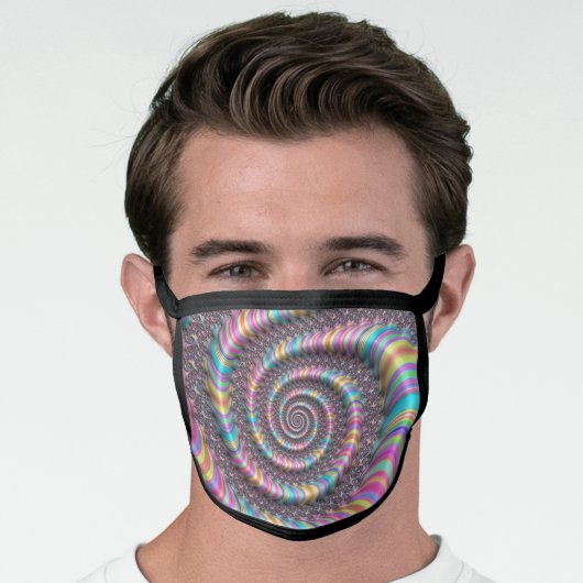 Psychedelic Rainbow Funky Nautilus Fractal Face Mask (Worn Him)
