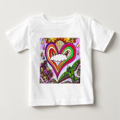 Psychedelic Rainbow Heart Art Print Baby T_Shirt