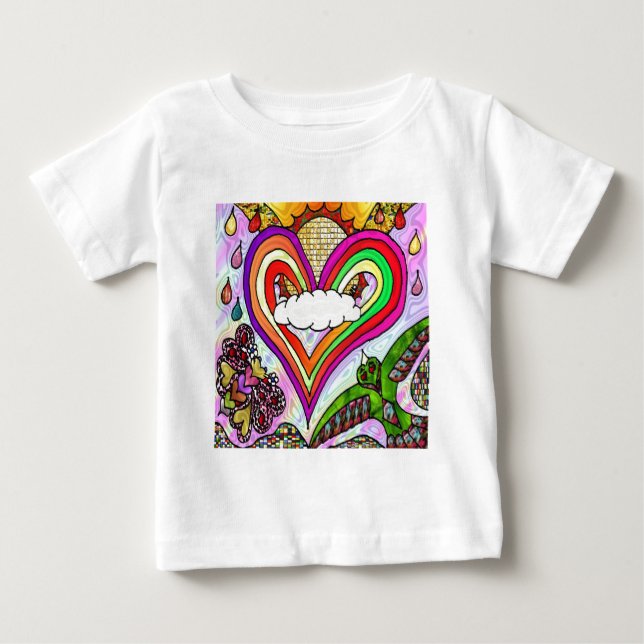 Psychedelic Rainbow Heart Art Print Baby T-Shirt (Front)