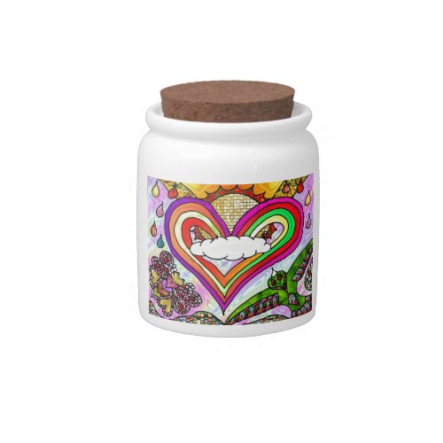 Psychedelic Rainbow Heart Art Print Candy Jar