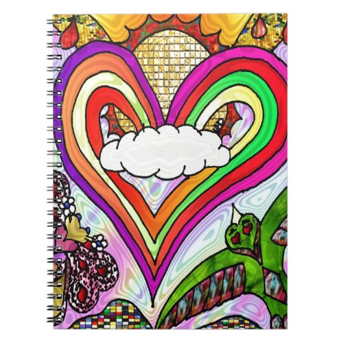 Psychedelic Rainbow Heart Art Print Notebook