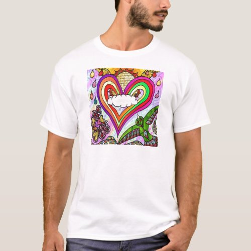 Psychedelic Rainbow Heart Art Print T_Shirt