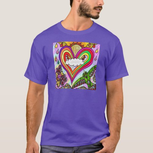Psychedelic Rainbow Heart Art Print T_Shirt