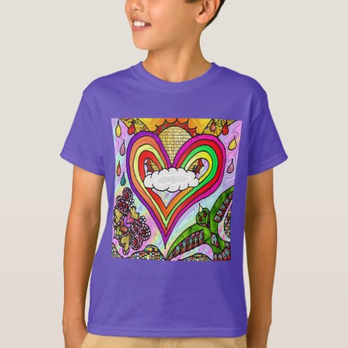 Psychedelic Rainbow Heart Art Print T_Shirt