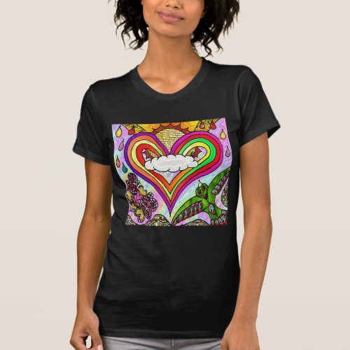 Psychedelic Rainbow Heart Art Print T_Shirt