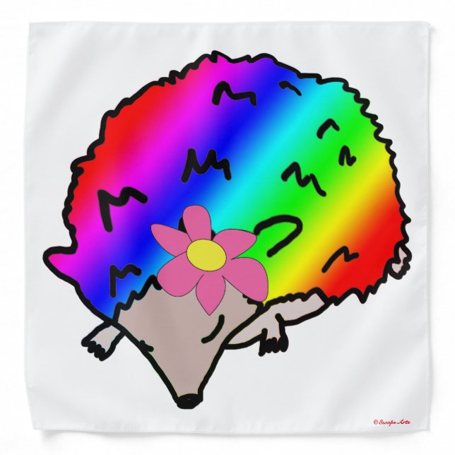 Psychedelic Rainbow Hedgehog with Bow Bandana (Front)