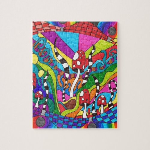 Psychedelic Rainbow Hippy Design Jigsaw Puzzle