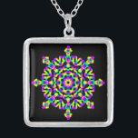 *~* Psychedelic Rainbow Hippy Good Vibe Mandala Silver Plated Necklace<br><div class="desc">As a professional distance spiritual energy healer since 2001, I have learned, developed and utilized the power of energy healing intention. All my JEWELRY WITH INTENTION (R) carries the healing energy of positive manifestation. This sterling silver healing energy mandala necklace is ready to receive your own personal intention. When this...</div>