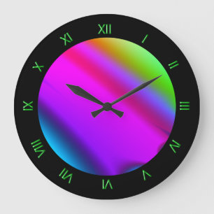 Psychedelic Rainbow Large Clock